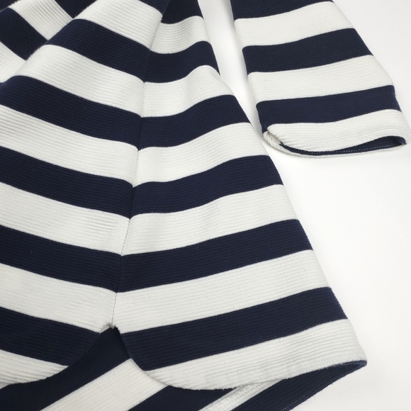 Boden Anthropologie Navy White Stripe Cowl Bateau Neck Sweater Top Sz 4 - Picture 6 of 11